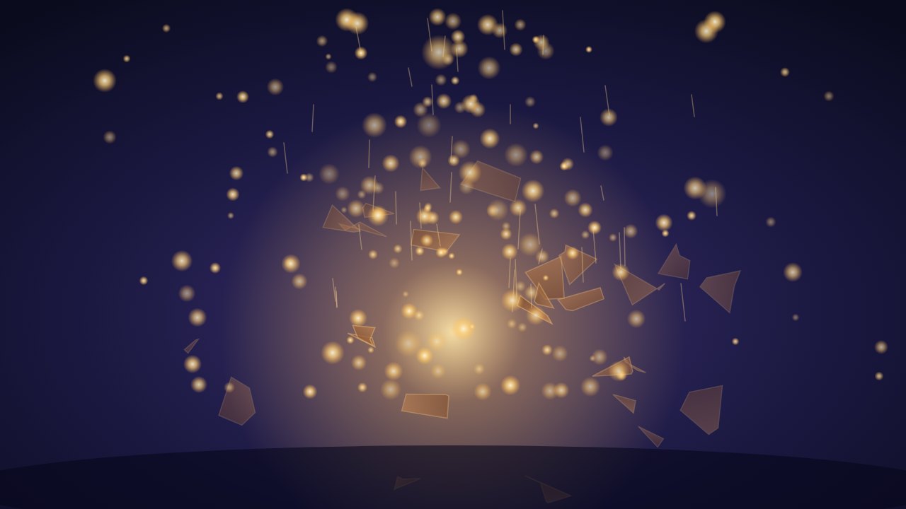 Image of golden fragments on a blue background
